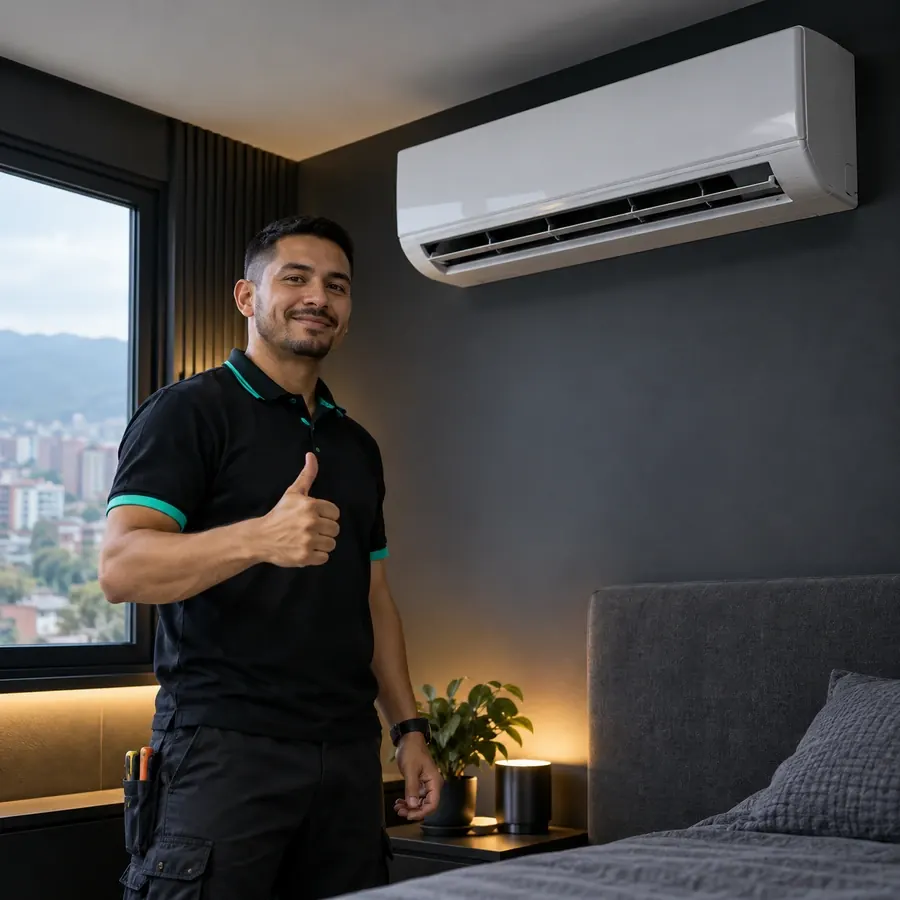 Imagen de referencia: unidad interior minisplit recién instalada en una habitación