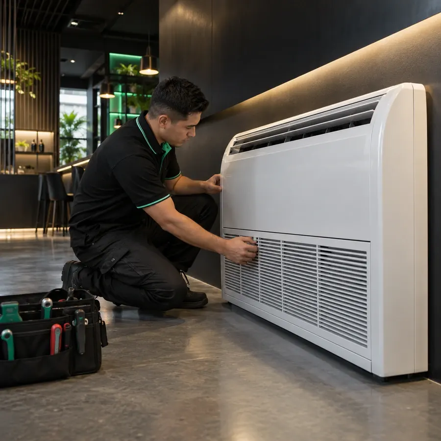 Imagen de referencia: aire piso-techo instalado en un local comercial